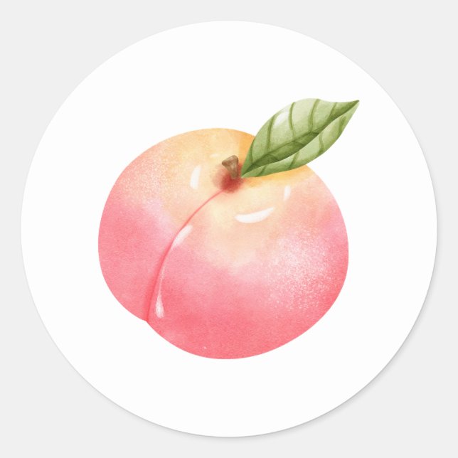 Peach Birthday Classic Round Sticker (Front)