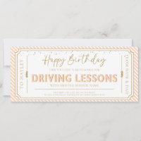 Peach Birthday Driving Lessons Gift Voucher Card