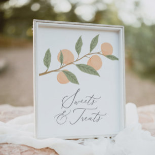 Peach Birthday Party Sweets and Treats Sign