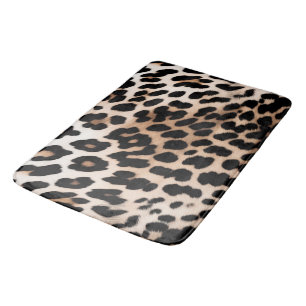 Peach Black Cream Leopard Animal  Bath Mat