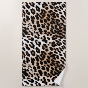 Peach Black Cream Leopard Animal Beach Towel