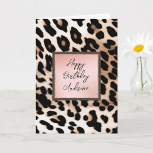 Peach Black Cream Leopard  Card