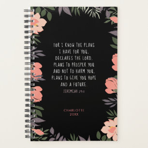 Peach & Black Floral Frame Personalised Scripture Planner