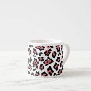Peach Black Leopard Animal Print Pattern Espresso Cup