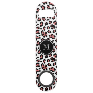 Peach Black Leopard Animal Print with Monogram