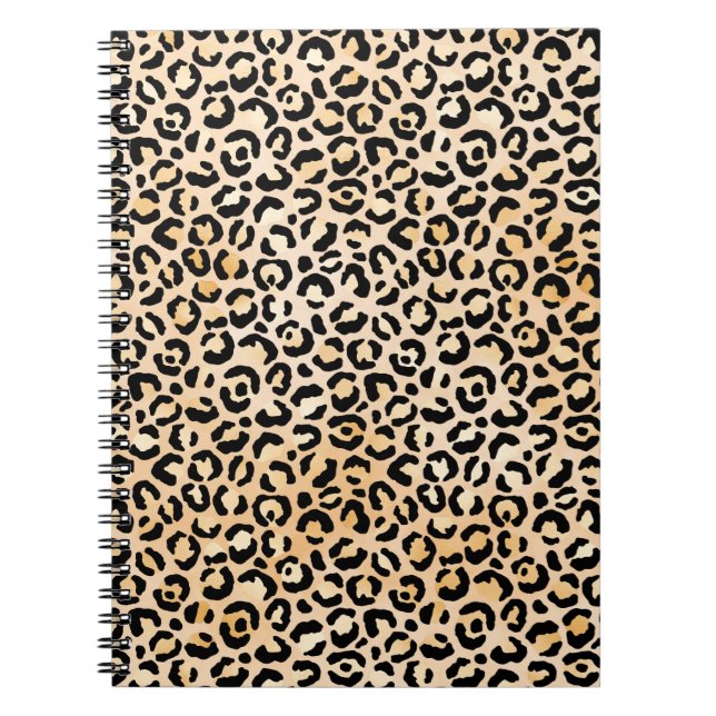 Peach Black Leopard Print     Notebook (Front)