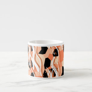 Peach Black White Abstract Pattern. Espresso Cup