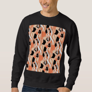 Peach Black White Abstract Pattern. Sweatshirt