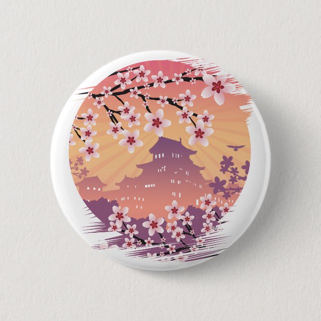 Peach Blossom 6 Cm Round Badge (Front)