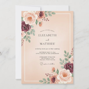 Peach Blossom Arch Flourish Wedding Invitation