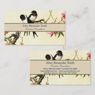 Peach Blossom & Birds Chinese Fine Art Business Card