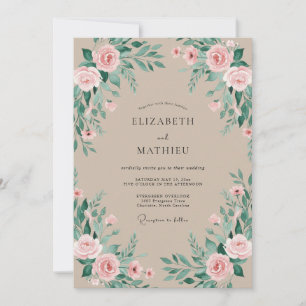 Peach Blossom Botanical Wedding Invitation