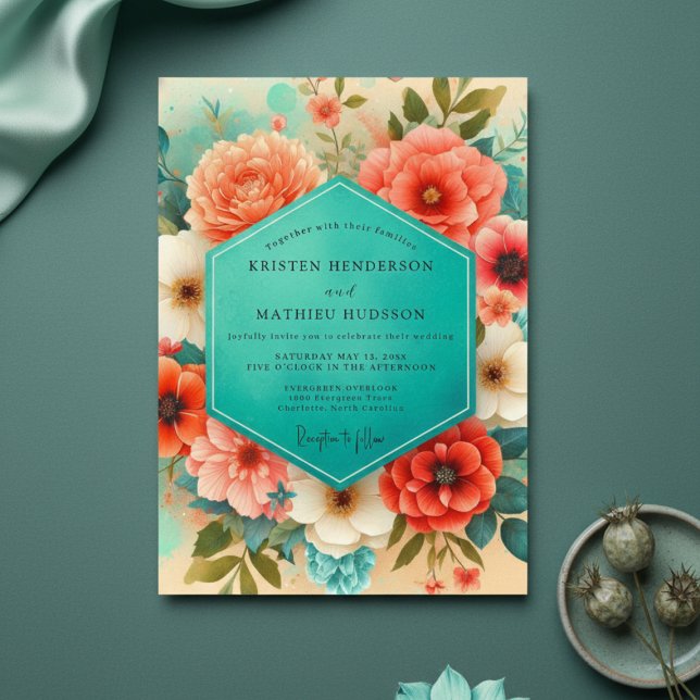 Peach Blossom Botanical Wedding Invitation (Creator Uploaded)