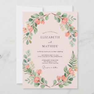 Peach Blossom Delicate Floral Wedding Invitation