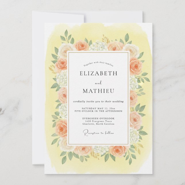Peach Blossom Ethereal Spring Wedding Invitation (Front)