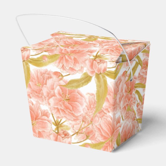 Peach blossom floral watercolor art patterned favour box (Back Side)