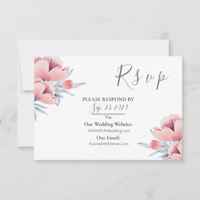 Peach Blossom | Floral Wedding RSVP (Front)