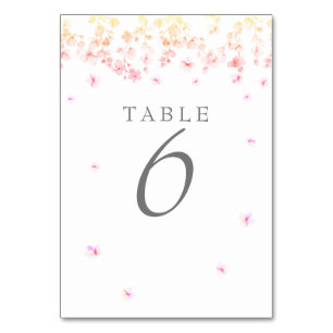 Peach Blossom Floral Wedding Table Number