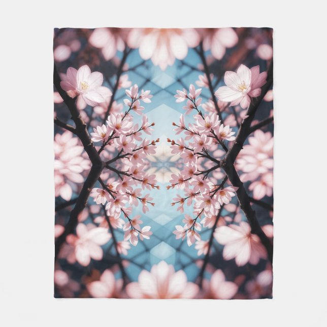 Peach Blossom Kaleidoscope Fleece Blanket (Front)