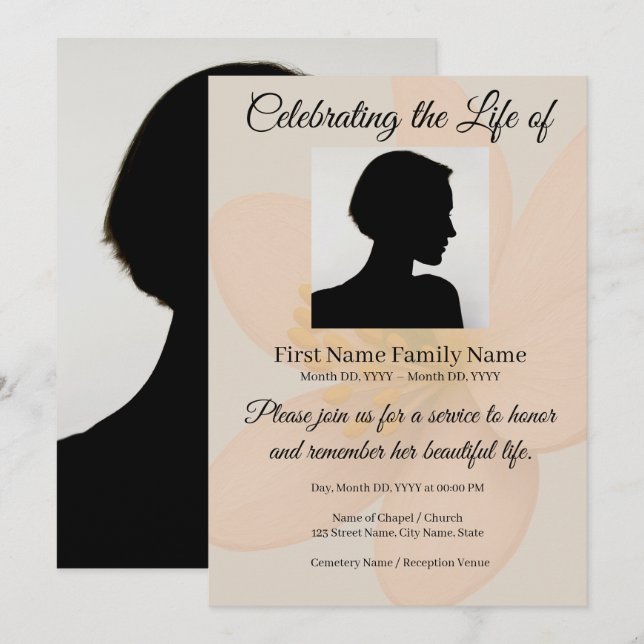 Peach blossom memorial invitation (Front/Back)