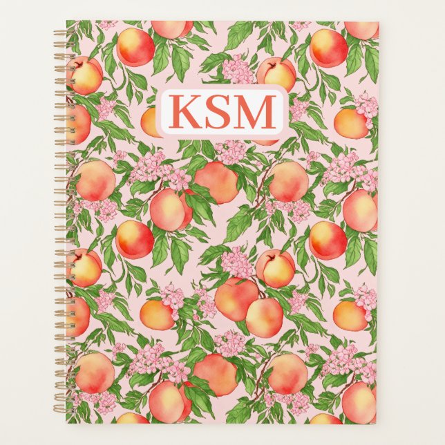 Peach Blossom Monogram Day Planner (Front)