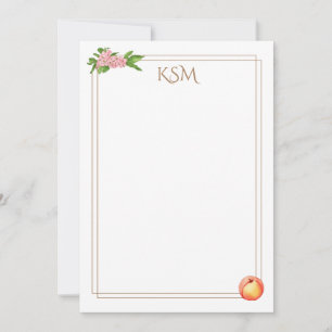 Peach Blossom Monogram Note Cards