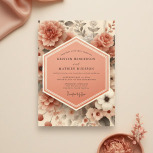 Peach Blossom Romance Wedding Invitation