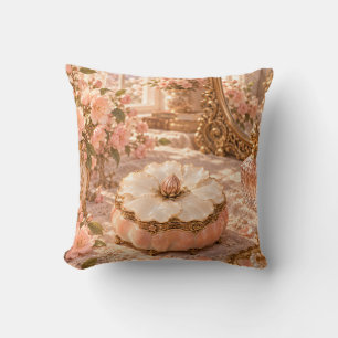 Peach Blossom Trinket Box Romantic Golden Vanity Cushion