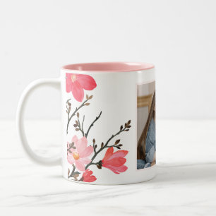 Peach Blossom Watercolor Mother's Day Photo Mug