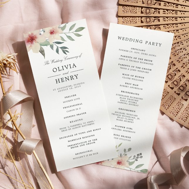 Peach Blossom Wedding Ceremony Program (Creator Uploaded)