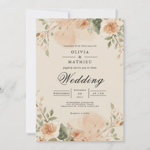 Peach Blossom Wedding Invitation