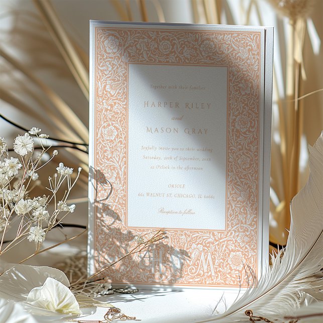 Peach Blossom William Morris Inspired Wedding Invitation (Creator Uploaded)