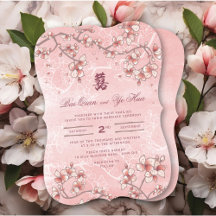 Peach Blossoms Double Happiness Chinese Wedding