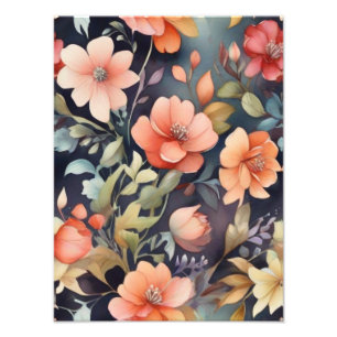 Peach Blossoms on Midnight Photo Print