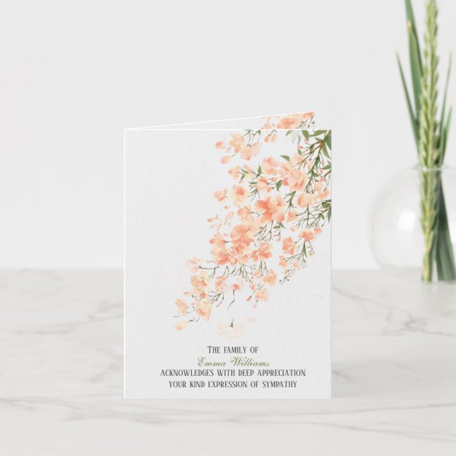 Peach Blossoms Sympathy Thank You Card (Front)