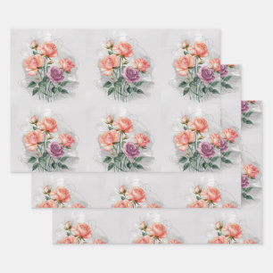 Peach Blossoms Wrapping Paper Sheet