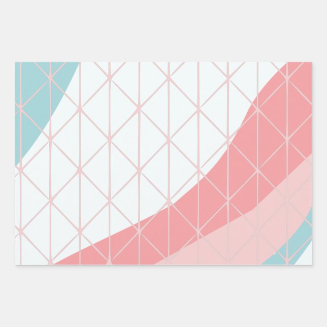 Peach & Blue Abstract Wrapping Paper Sheet (Front)