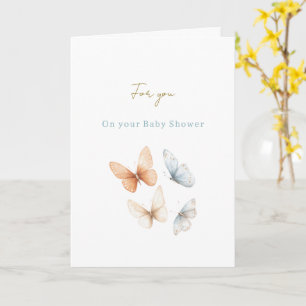 Peach Blue Butterflies Baby Shower Card