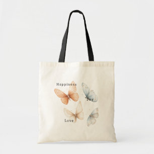 Peach Blue Butterflies Happiness Love Joy Tote Bag