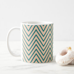 Peach Blue Chevron Stripe Coffee Mug