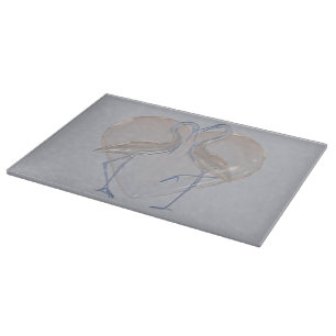 Peach & Blue Cranes Long & Happy Marriage Cutting Board
