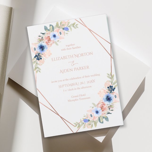 Peach Blue  Light-Gray Wedding Collection Invitation (Peach Blue Light-Gray Wedding Collection Invitation)