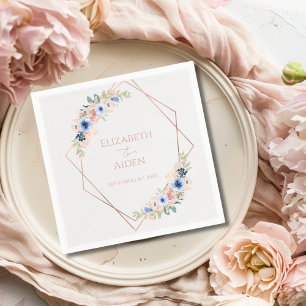 Peach Blue Light-Grey Wedding Collection Napkin