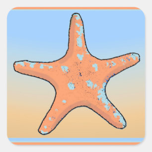 Peach blue pastel starfish envelope seal stickers