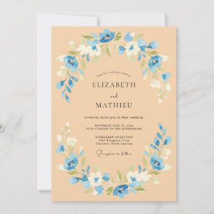 Peach Blue Radiant Spring Wedding Invitation