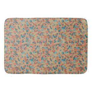 peach blue teal abstract bath mat