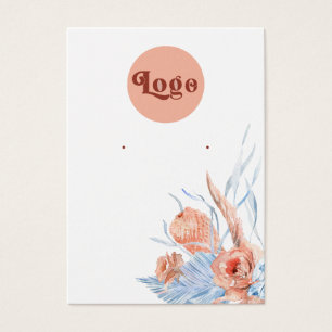 Peach blue tropical earring display card