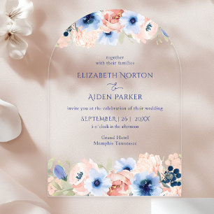 Peach Blue Wedding Collection Acrylic Invitations