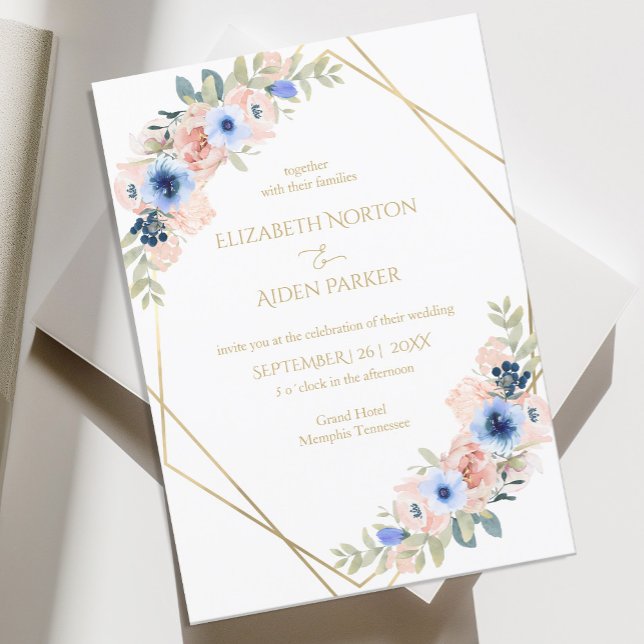 Peach Blue Wedding Collection Invitation (Creator Uploaded)