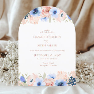 Peach Blue Wedding Collection Invitation
